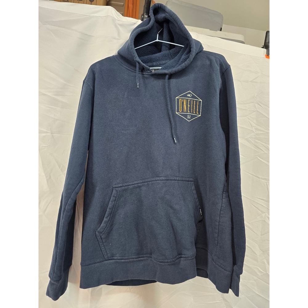ONeill Womens Navy Blue‎ Hooded Sweatshirt Hoodie Pullover Graphic Logo Size L